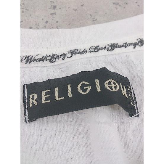 ◇ religion 切替 半袖 Tシャツ カットソー 38 ホワイト ブラック レディース_画像4