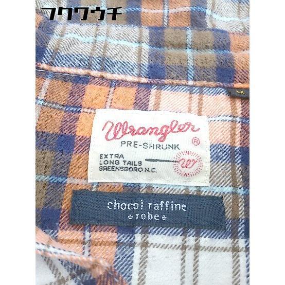 * Wrangler Wrangler chocol raffine robe check long sleeve flannel shirt size M orange multi lady's 