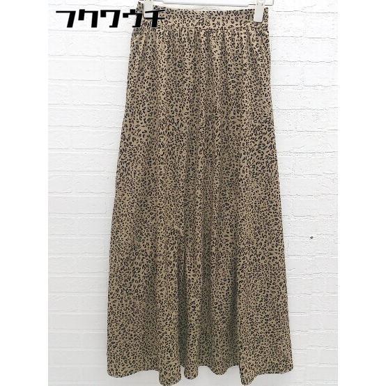 * N. Natural Beauty Basic Leopard pattern long flair skirt size M Brown lady's 