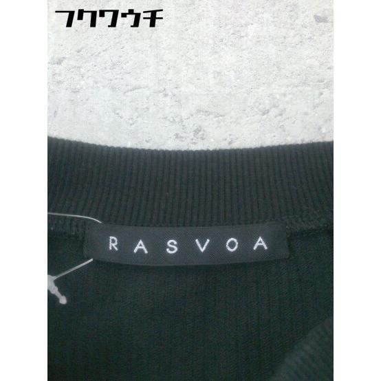 ◇ RASVOA ラスボア ロゴ 刺繍 コーデュロイ 長袖 トレーナー サイズF ブラック ホワイト レディース_画像4