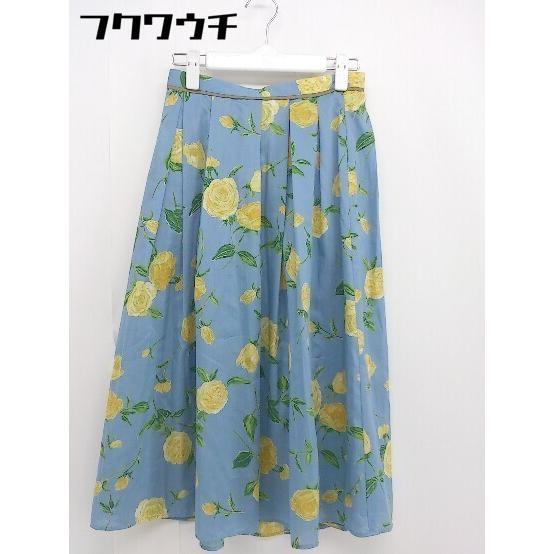 ◇ Techichi テチチ 花柄 フラワー ロング ギャザー スカート サイズM ブルー イエロー レディース_画像2