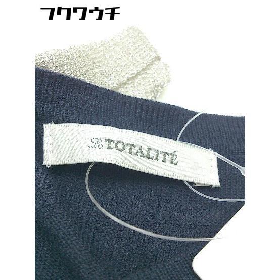 ◇ La TOTALITE ラ トータリテ シルク混 ニット 七分袖 セーター ネイビー レディース_画像4
