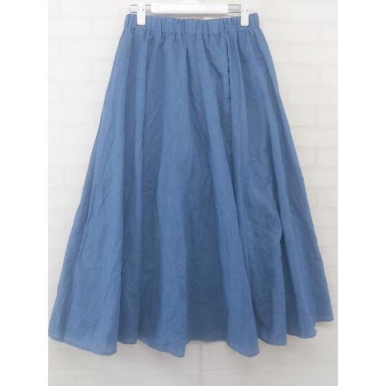 ◇ DRESKIP ドレスキップ ウエストゴム ロング フレア スカート サイズM ブルー レディース P_画像3
