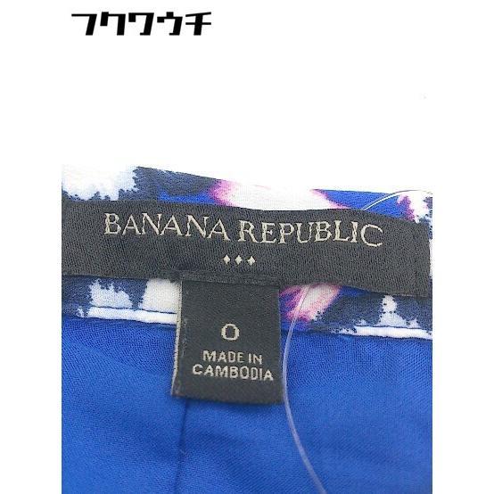 ◇ BANANA REPUBLIC バナナリパブリック 総柄 レースアップ 膝下丈 プリーツ スカート サイズ0 ブルー レディース_画像4