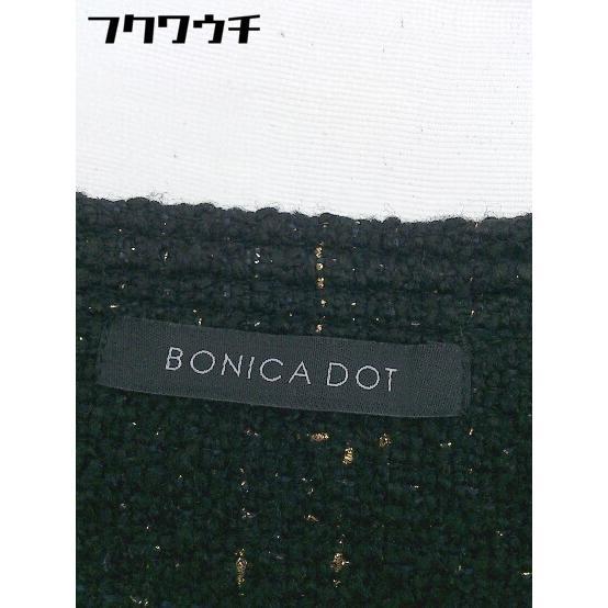■ BONICA DOT ボニカドット スタッズ ツイード ノーカラー ジャケット サイズM ブラック レディース_画像4