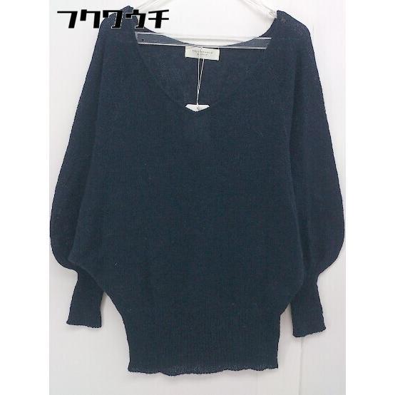 * * E hyphen world gallery tag attaching V neck knitted sweater navy lady's 