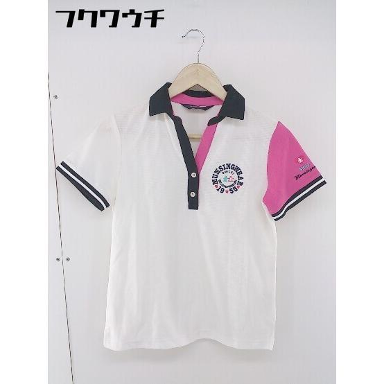 ◇ MUNSINGWEAR GRAND SLAM グランドスラム 半袖 ポロシャツ サイズM ホワイト ブラック ピンク レディース_画像1