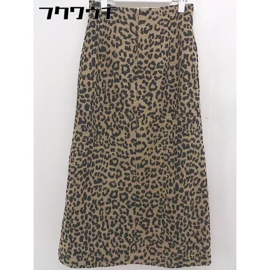 * MOUSSY back Zip leopard print Leopard slit long flair skirt size 2 beige black lady's 