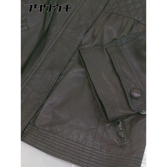 ◇ KUMIKYOKU 組曲 羊革 七分袖 ジップアップ ジャケット サイズ2 ブラウン レディース_画像8