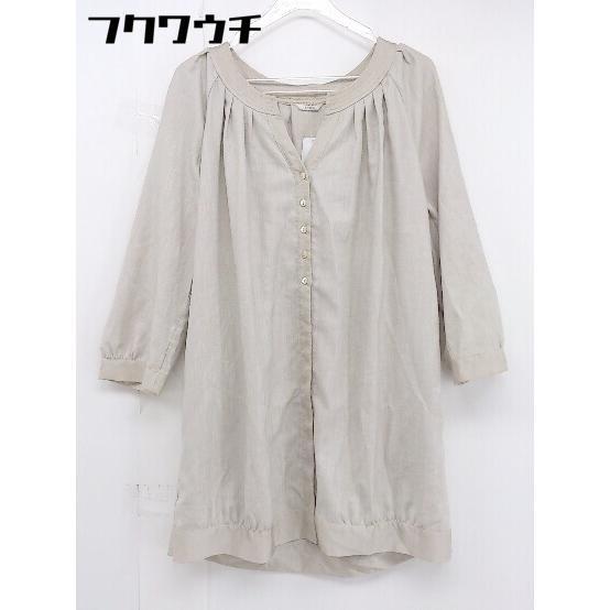 * SHIPS Ships stand-up collar 7 minute sleeve tunic shirt beige lady's 