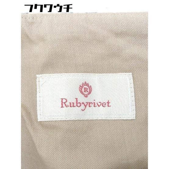 ◇ Rubyrivet ルビーリベット 総柄 ミニ 台形 スカート サイズ36 ベージュ ネイビー系 レディース_画像4