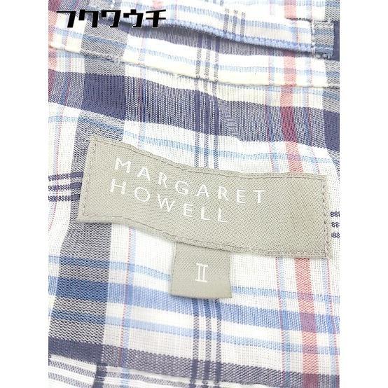 ◇ ◎ MARGARET HOWELL マーガレットハウエル チェック 半袖 シャツ サイズ2 ホワイト系 レディース_画像4