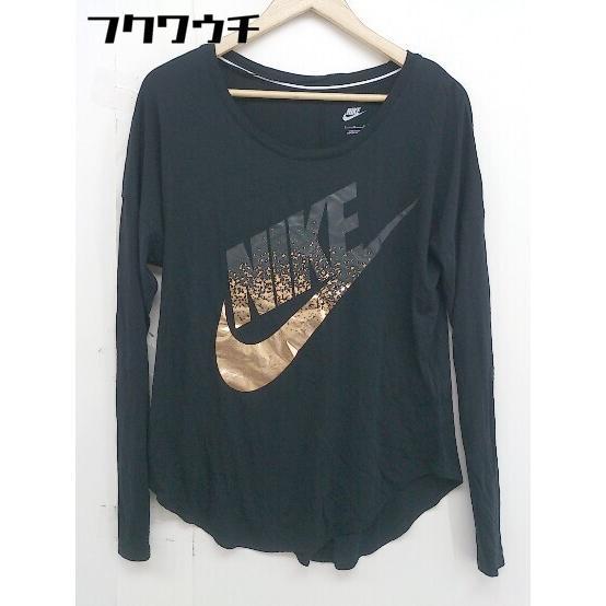 ◇ NIKE ナイキ ロゴ 長袖 Tシャツ カットソー サイズL ブラック レディース_画像2