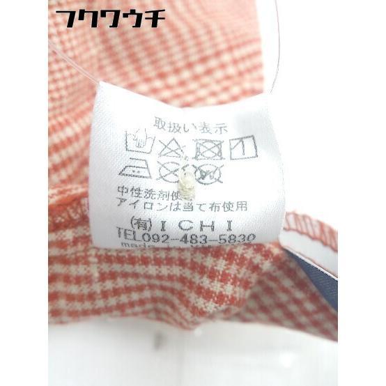 ◇ ◎ ichi イチ チェック 長袖 シャツ ブラウス オレンジ ホワイト系 レディースの画像6