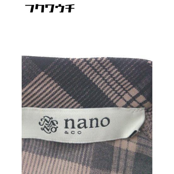 ◇　◎ nano&co チェック スタンドカラー 長袖 シャツ ブラウス サイズ36 ピンクベージュ　ネイビー レディース_画像5