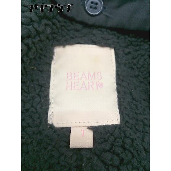 ■ ◎ BEAMS HEART ビームス ハート ライナー ラクーンファー付き 長袖 コート サイズ1 ネイビー系 レディース_画像4