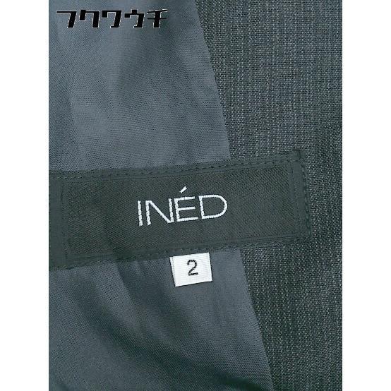 ◇ INED イネド バックジップ 膝丈 シングル 4B スカート スーツ セットアップ サイズ2 ブラック グレー レディース_画像4