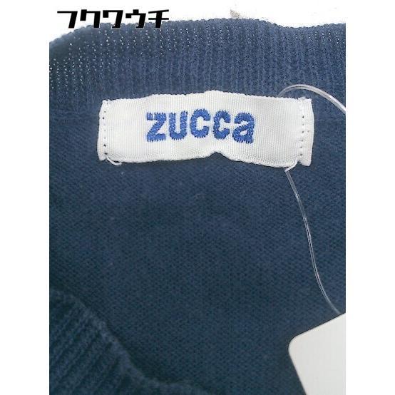 ◇ ZUCCa ズッカ コットン 薄手 ニット 半袖 セーター サイズM ネイビー レディース_画像4