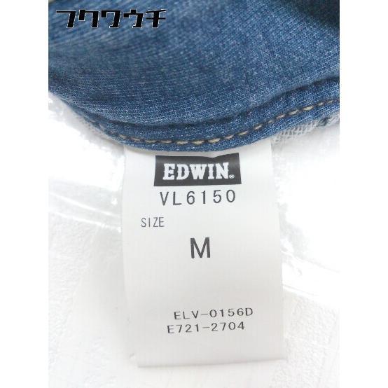 ◇ EDWIN エドウィン ストレッチ 刺繍 デニム 膝丈 台形 スカート サイズ M インディゴ レディース_画像6
