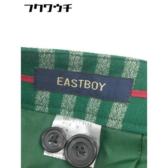 ◇ ◎ EASTBOY イーストボーイ チェック 膝下丈 ボックス プリーツ スカート サイズ9 グリーン系 レディース_画像4