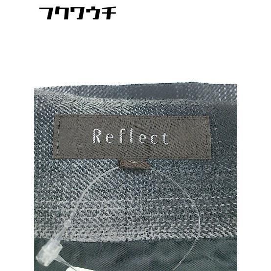 ◇ Reflect リフレクト ジップアップ チェック ウール 膝丈 フレア スカート サイズ 9 グレー ブラック レディース_画像4