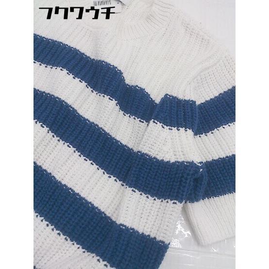 * KBFke- Be ef воротник-стойка окантовка короткий рукав вязаный свитер размер ONE белый голубой женский 