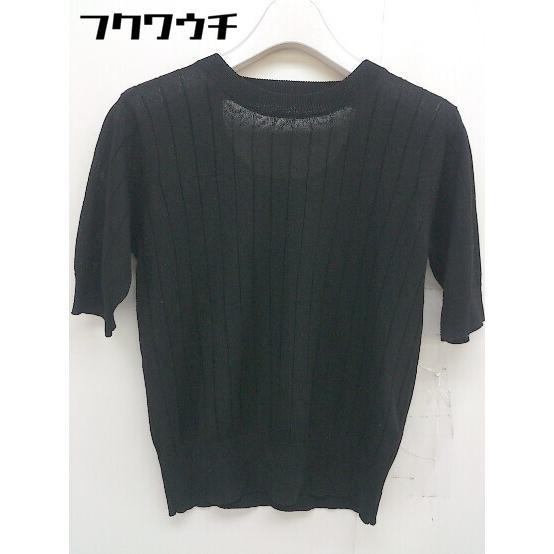 ◇ MAISON SPECIAL メゾンスペシャル リブ 薄手 ニット 半袖 セーター サイズM ブラック レディースの画像2