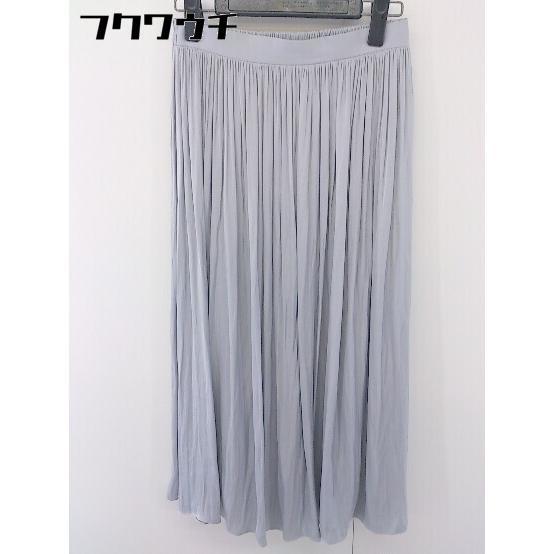 * NATURAL BEAUTY BASIC waist rubber satin style long gathered skirt size M gray lady's 