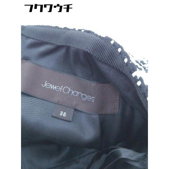 ◇ Jewel Changes ジュエルチェンジズ UNITED ARROWS 総柄 ミニ フレア スカート サイズ38 ホワイト ブラック レディース_画像4