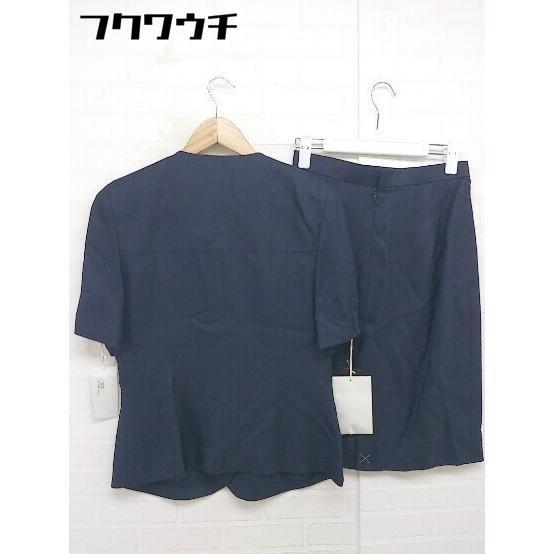 * * AZABU Италия производства колени длина одиночный юбка костюм верх и низ выставить размер 11 темно-синий женский 