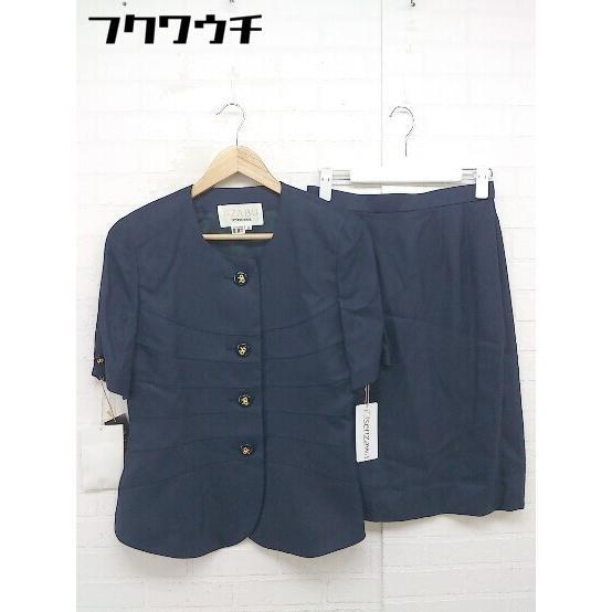 * * AZABU Италия производства колени длина одиночный юбка костюм верх и низ выставить размер 11 темно-синий женский 
