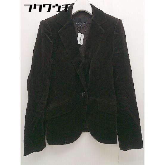 ◇ M premier エムプルミエ ベロア調 1B シングル 長袖 ジャケット ブレザー サイズ 36 ブラック レディース_画像2