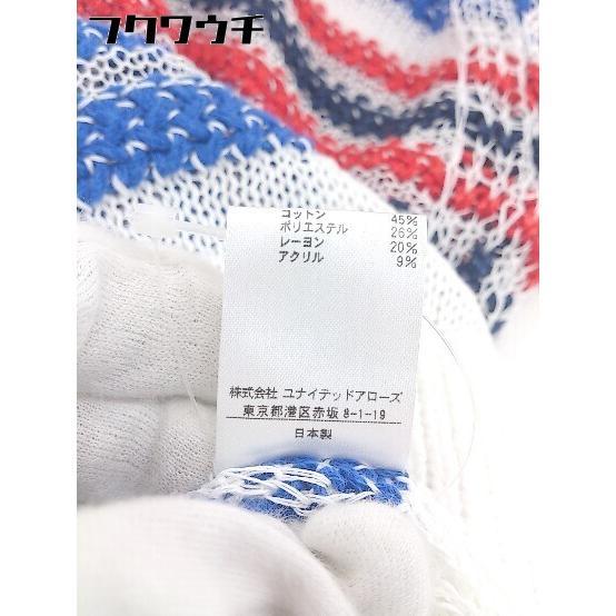 ◇ UNITED ARROWS ユナイテッドアローズ ボーダー 五分袖 ニット セーター ホワイト レッド ブルー レディースの画像6