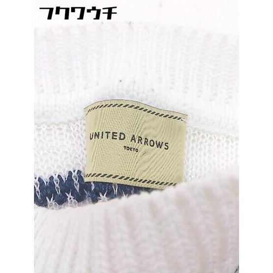 ◇ UNITED ARROWS ユナイテッドアローズ ボーダー 五分袖 ニット セーター ホワイト レッド ブルー レディースの画像4