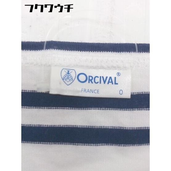 ◇ ORCIVAL オーシバル ボーダー 七分袖 Tシャツ カットソー サイズ0 ホワイト ネイビー系 レディース_画像4