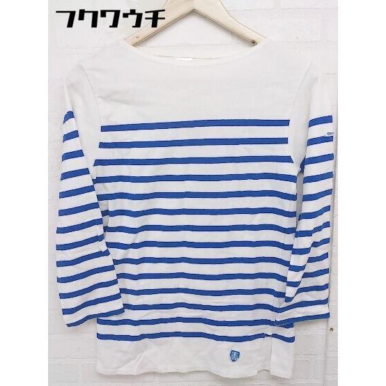 ◇ ORCIVAL オーシバル フランス製 長袖 Tシャツ カットソー ホワイト ブルー系 レディース_画像1