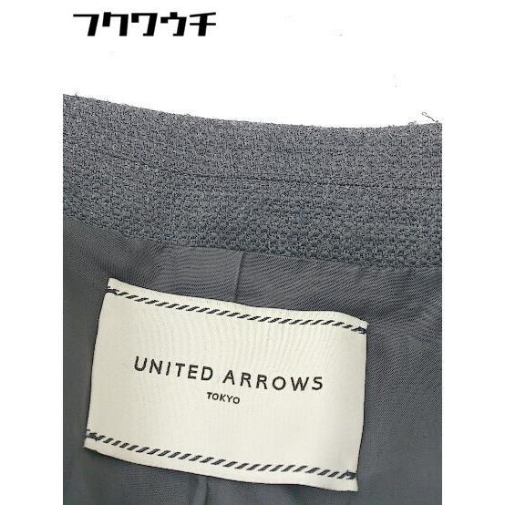◇ UNITED ARROWS サイドジップ 膝丈 シングル 1B スカート スーツ セットアップ サイズ38 ダークグレー レディース_画像6