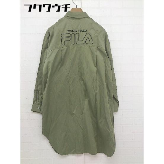 ◇ FILA フィラ 長袖 シャツ ブラウス サイズM カーキ系 レディース_画像3