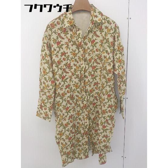 ◇ MOUSSY マウジー 花柄 長袖 膝丈 シャツ ワンピース サイズF ベージュ マルチ レディース_画像1