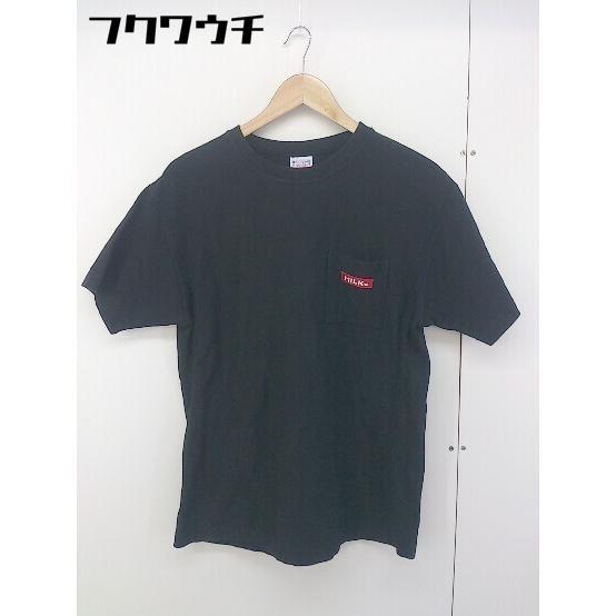 ◇ Champion REVERSE WEAVE X MILKFED 刺繍ロゴ バックプリント 半袖 Tシャツ カットソー サイズF ブラック レディース_画像1