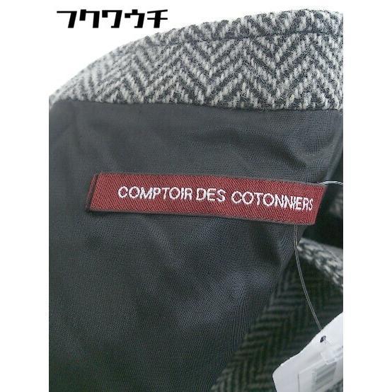 ◇ COMPTOIR DES COTONNIERS ジップアップ ヘリンボーン柄 長袖 ジャケット サイズ7 ブラック ホワイト レディース_画像4