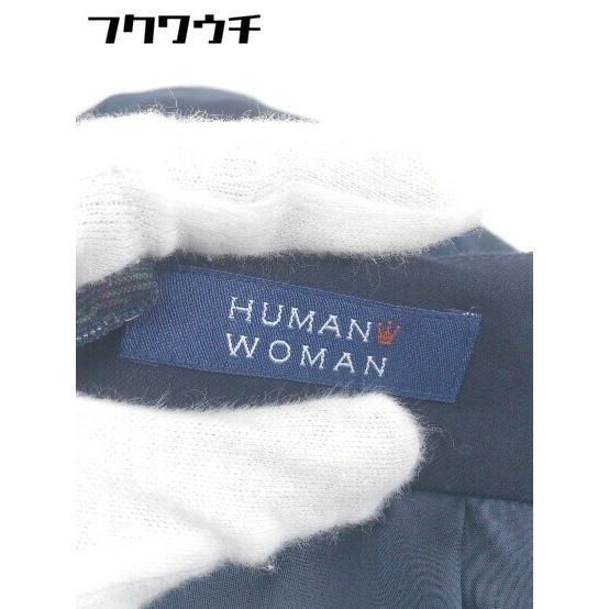 ◇ HUMAN WOMAN バックジップ チェック 膝下丈 ナロー スカート サイズM ネイビー ベージュ レッド レディース_画像7