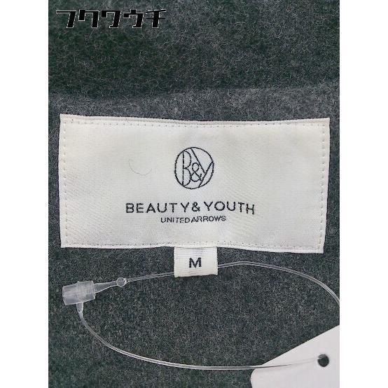 ◇ BEAUTY & YOUTH UNITED ARROWS ウール混 マスクラットファー 長袖 ノーカラーコート グレー レディース_画像4