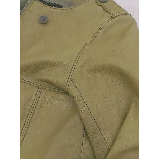* STUNNING LURE sheep leather sheepskin long sleeve long jacket coat size 36 dark green series lady's 