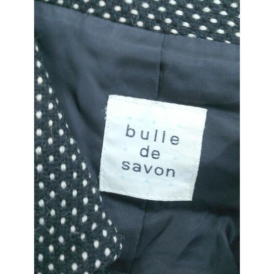 ■ bulle de savon ビュル デ サボン ウール混 ドット柄 長袖 コート サイズF ブラック ホワイト レディース_画像4