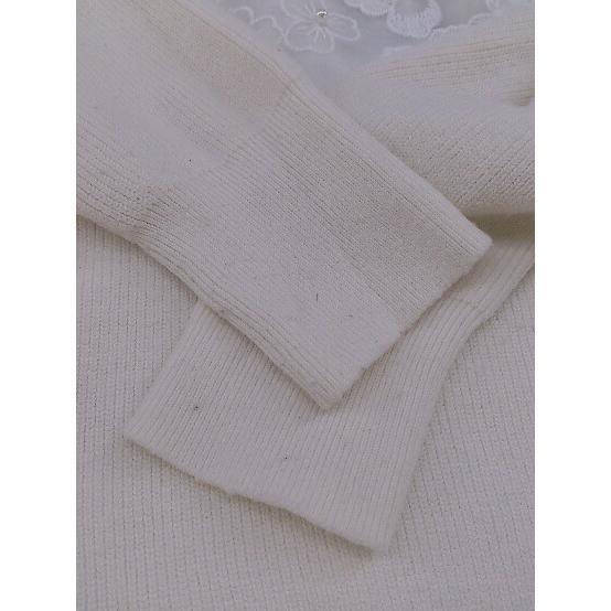 ◇ QUEENS COURT クイーンズコート 総刺繍 花刺繍 長袖 ニット セーター サイズ2 ホワイト レディース_画像8