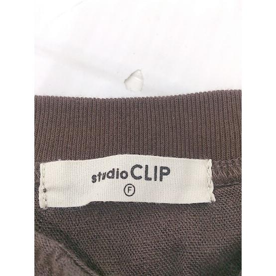 ◇ studio CLIP スタディオクリップ リネン混 長袖 ブラウス カットソー サイズF ブラウン系 レディース_画像4