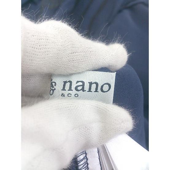 ◇ nano&co ナノアンドコー nano universe 刺繍 フロントオープン 長袖 ブラウス カットソー サイズF ネイビー レディース_画像4