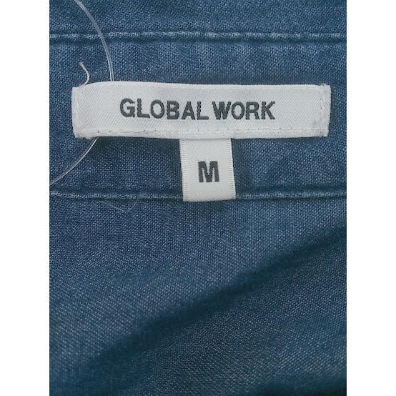 ◇ GLOBAL WORK グローバルワーク 長袖 膝丈 デニム シャツ ワンピース サイズM ネイビー系 レディースの画像4