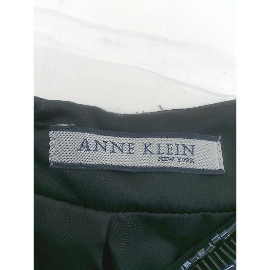 ◇ ANNE KLEIN アンクライン 装飾 ビジュー サテン調 半袖 ブラウス チュニック サイズ9 ブラック レディース_画像3